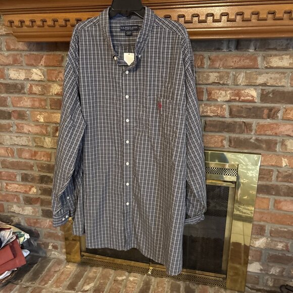 us polo assn shirt Mens 4XLT Gray Button Down Shirt NWT - Picture 2 of 7